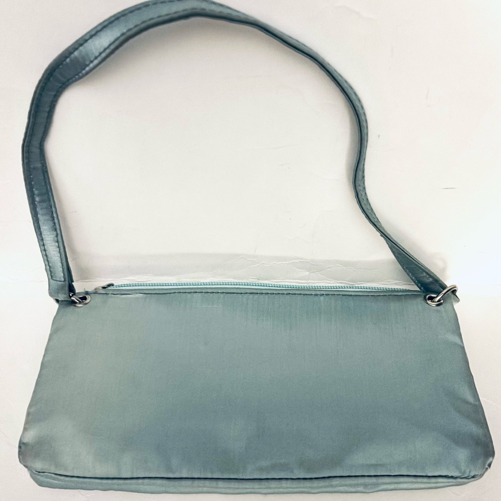 Vintage Menbur Elegant Light Blue Embroidered Women's Beaded Evening Bag Purse - Picture 2 of 7